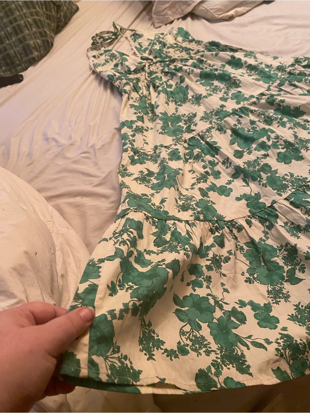 Monteau Los Angeles Size M Green Floral Halter Maxi Dress With Pockets - Picture 10 of 12